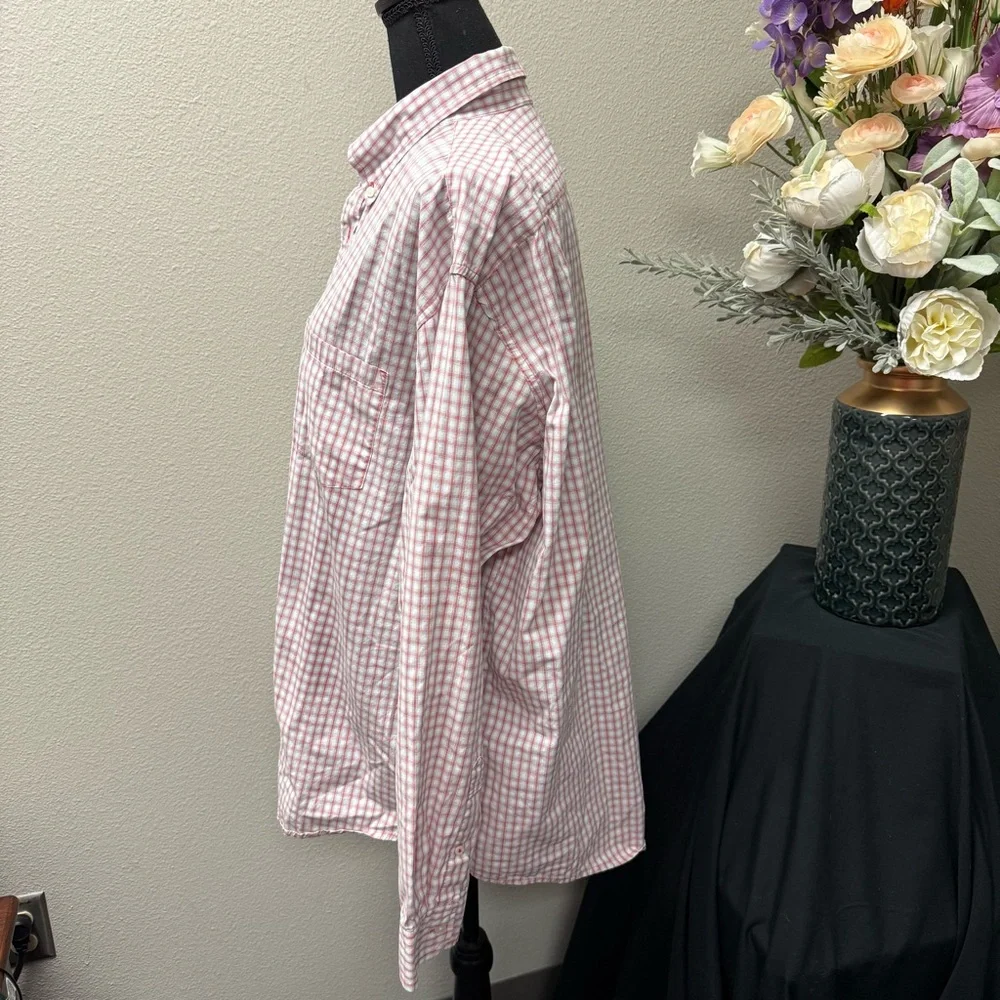 IZOD Red White Gingham Check Button Down Shirt XL 100% Cotton Classic Prep - Picture 3 of 8
